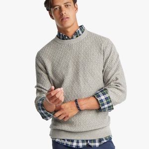 Southern Tide Men’s Crewneck Grove gray cableknit Sweater -L